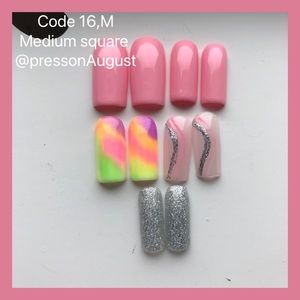 Pink press on nails | gel press on | High quality | medium square | code 16